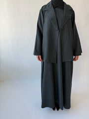 Single breasted oversized suit blazer: Dark green pinstriped