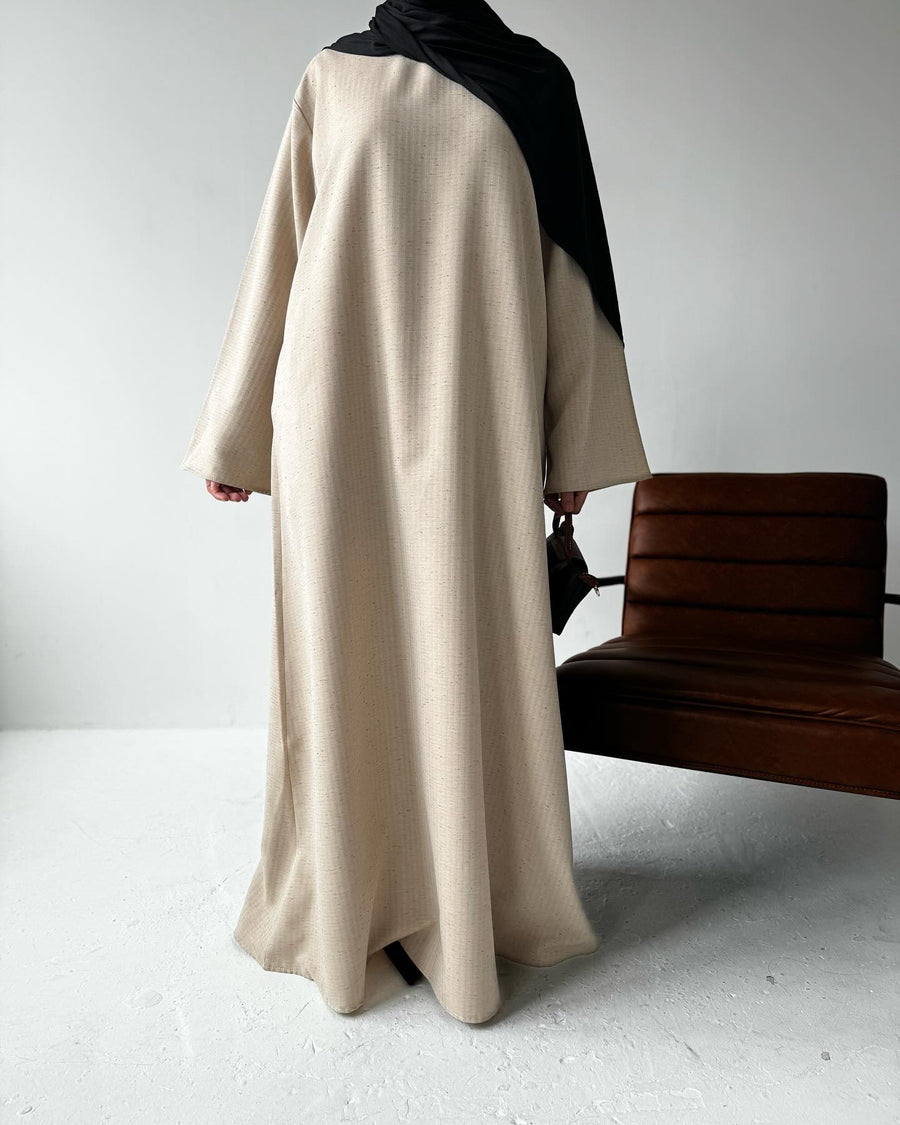 Tan closed abaya