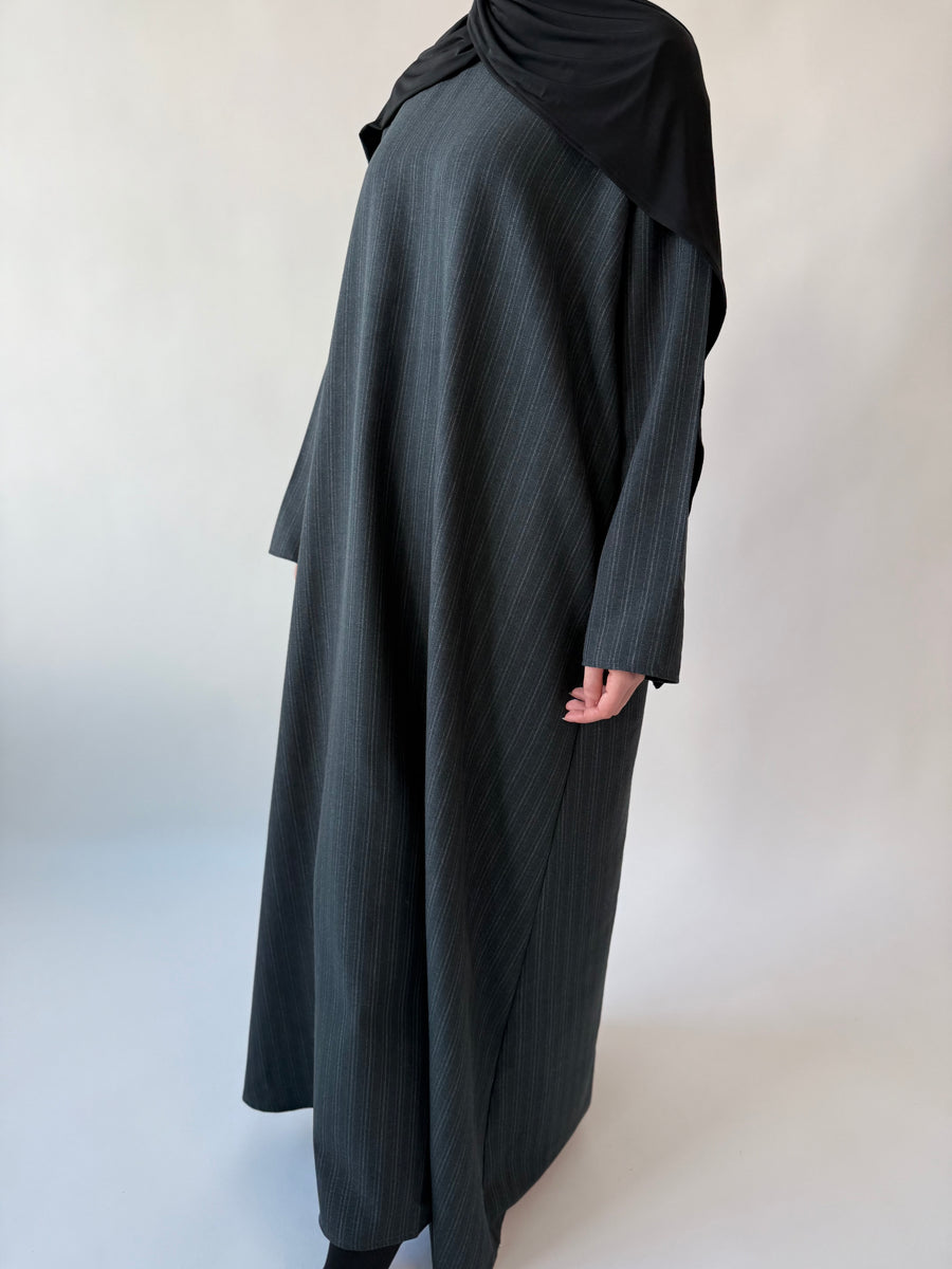 Dark green pinstriped Abayah