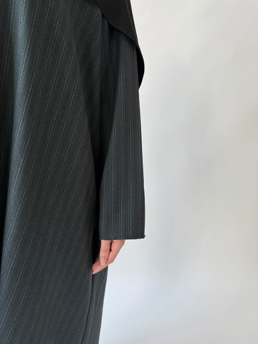 Dark green pinstriped Abayah