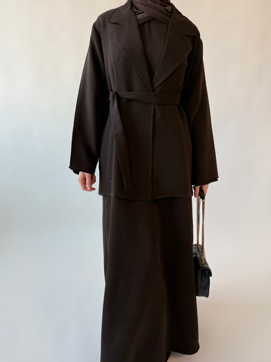 Single breasted oversized suit blazer: Brown