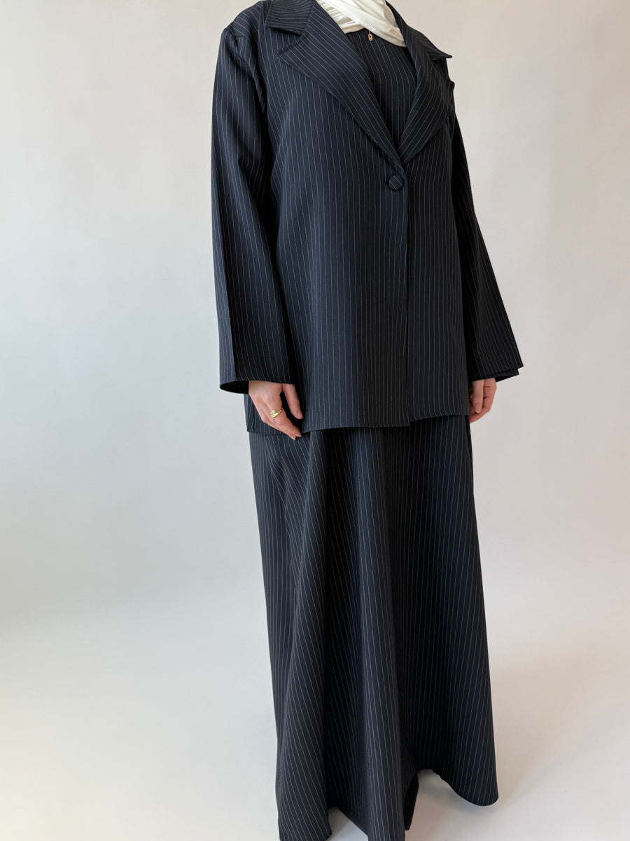 Single breasted oversized suit blazer: Midnight stripe
