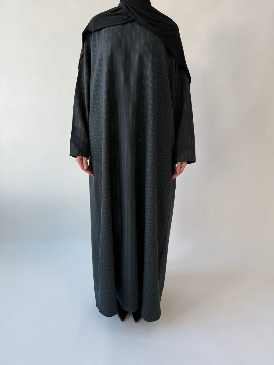 Dark green pinstriped Abayah