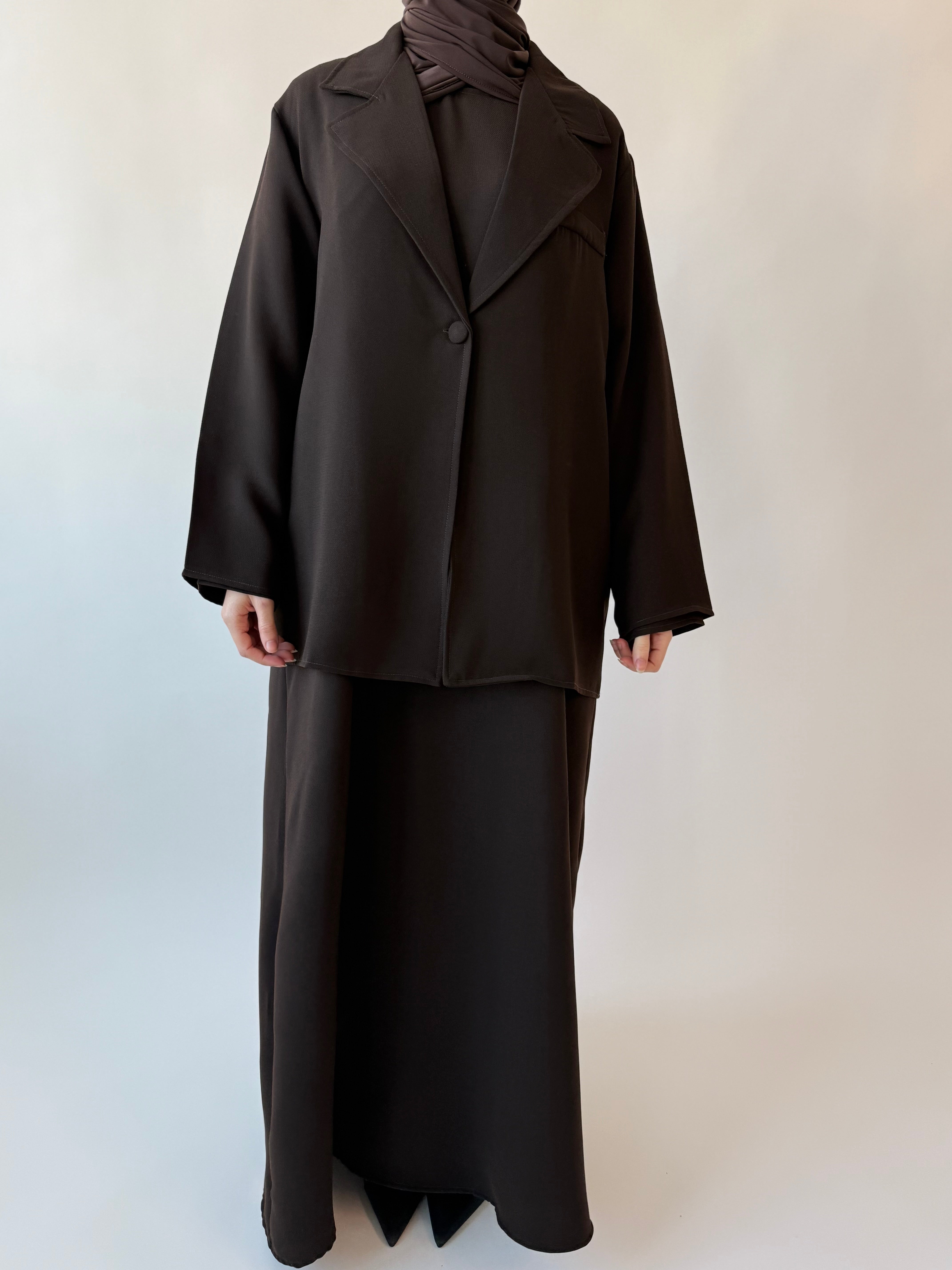 Single breasted oversized suit blazer: Brown