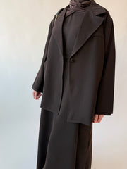 Single breasted oversized suit blazer: Brown