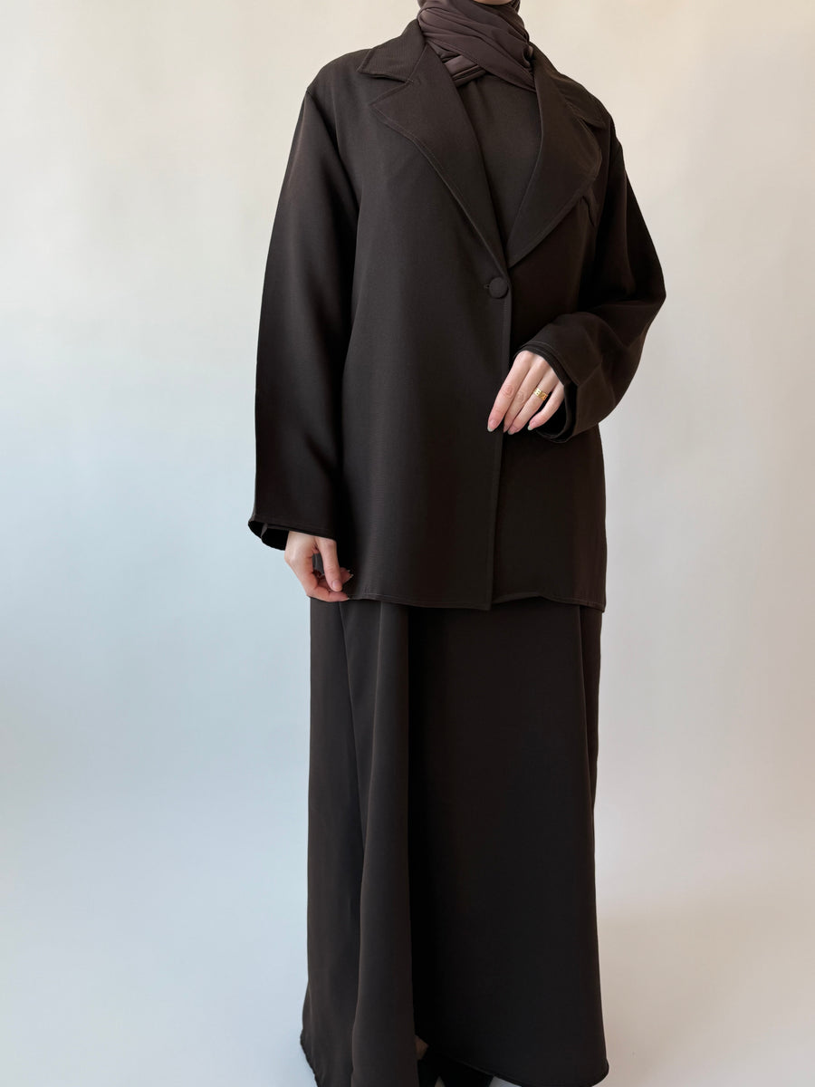 Single breasted oversized suit blazer: Brown