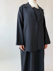 Single breasted oversized suit blazer: Midnight stripe