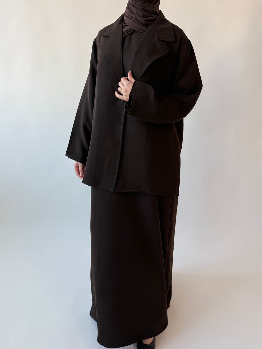 Single breasted oversized suit blazer: Brown