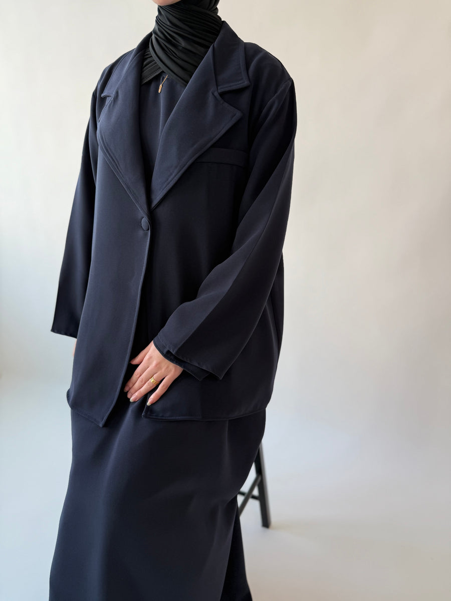 Single breasted oversized suit blazer: Navy