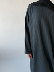 Dark green pinstriped Abayah