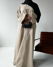 Tan closed abaya