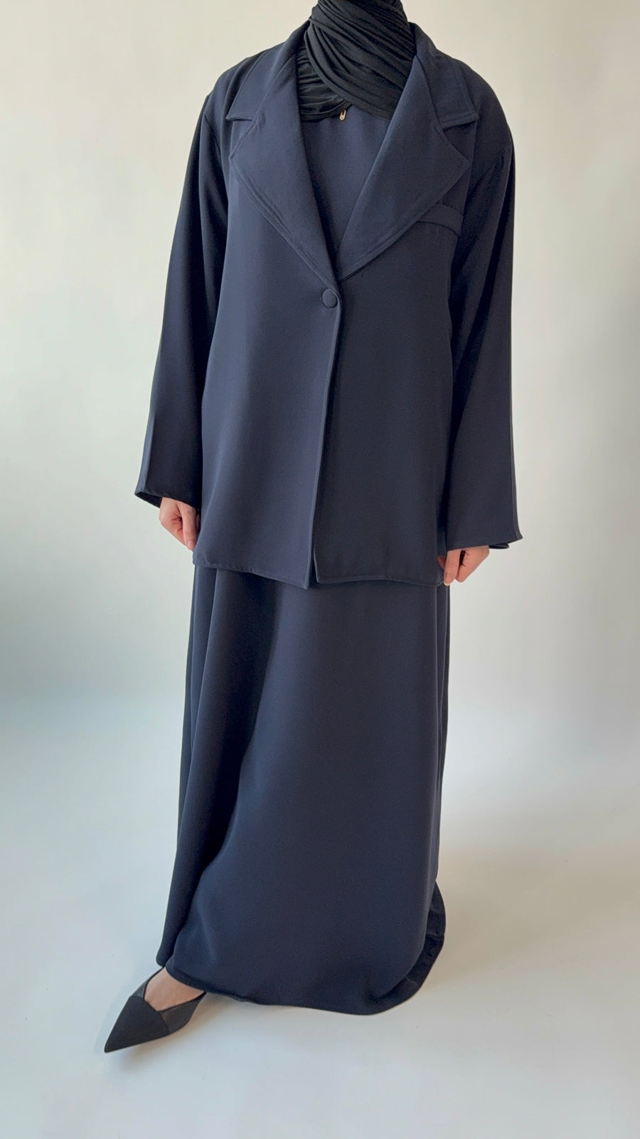 Single breasted oversized suit blazer: Navy