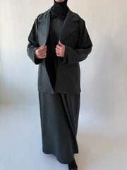 Single breasted oversized suit blazer: Dark green pinstriped