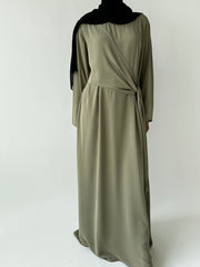 Olive Asymmetrical flowy knot dress