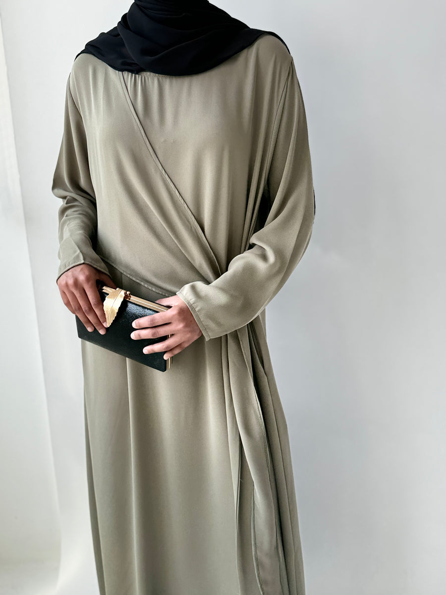 Olive Asymmetrical flowy knot dress JHA.modesty Olive Asymmetrical flowy knot dress JHA.modesty