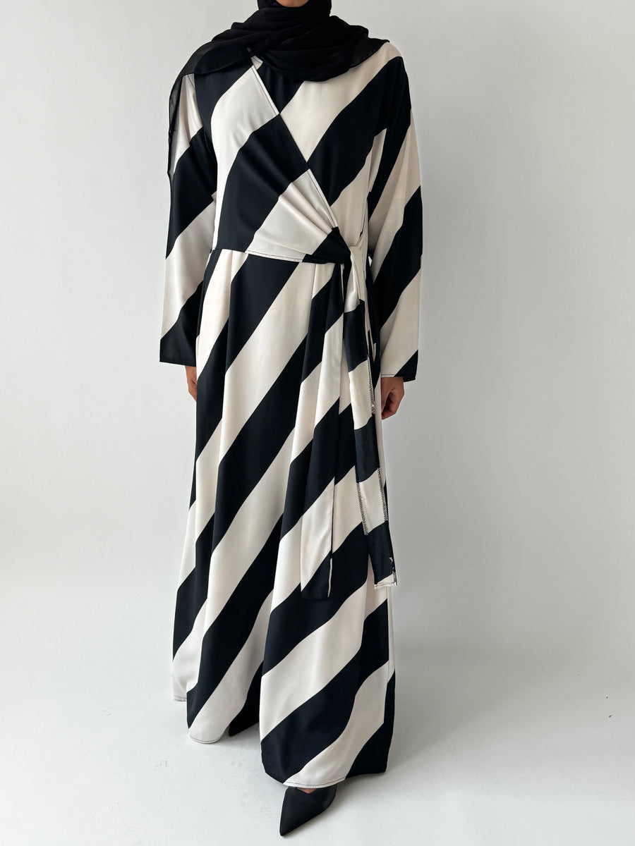 Striped Asymmetrical flowy knot dress