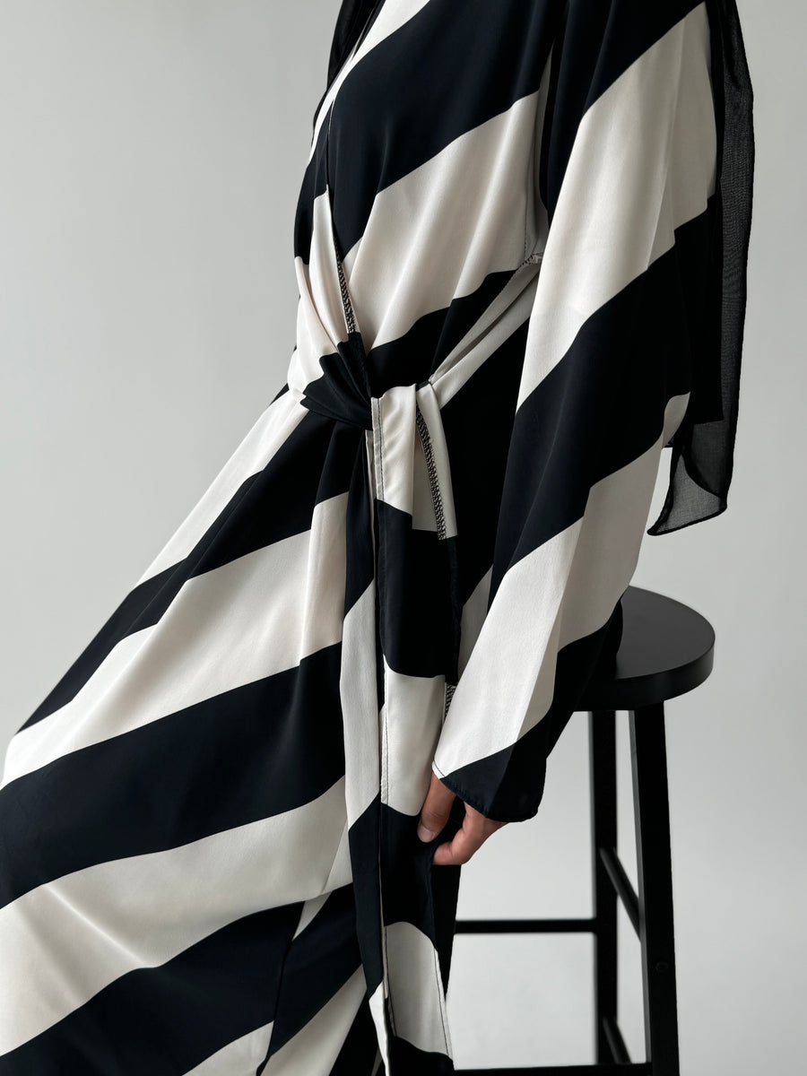 Striped Asymmetrical flowy knot dress JHA.modesty Striped Asymmetrical flowy knot dress JHA.modesty