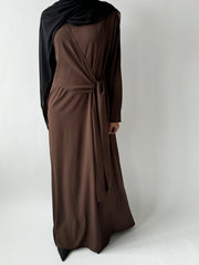 Brown Asymmetrical flowy knot dress