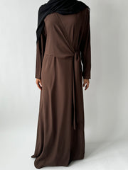 Brown Asymmetrical flowy knot dress