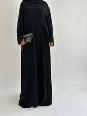 Black Linen Wrap Abaya