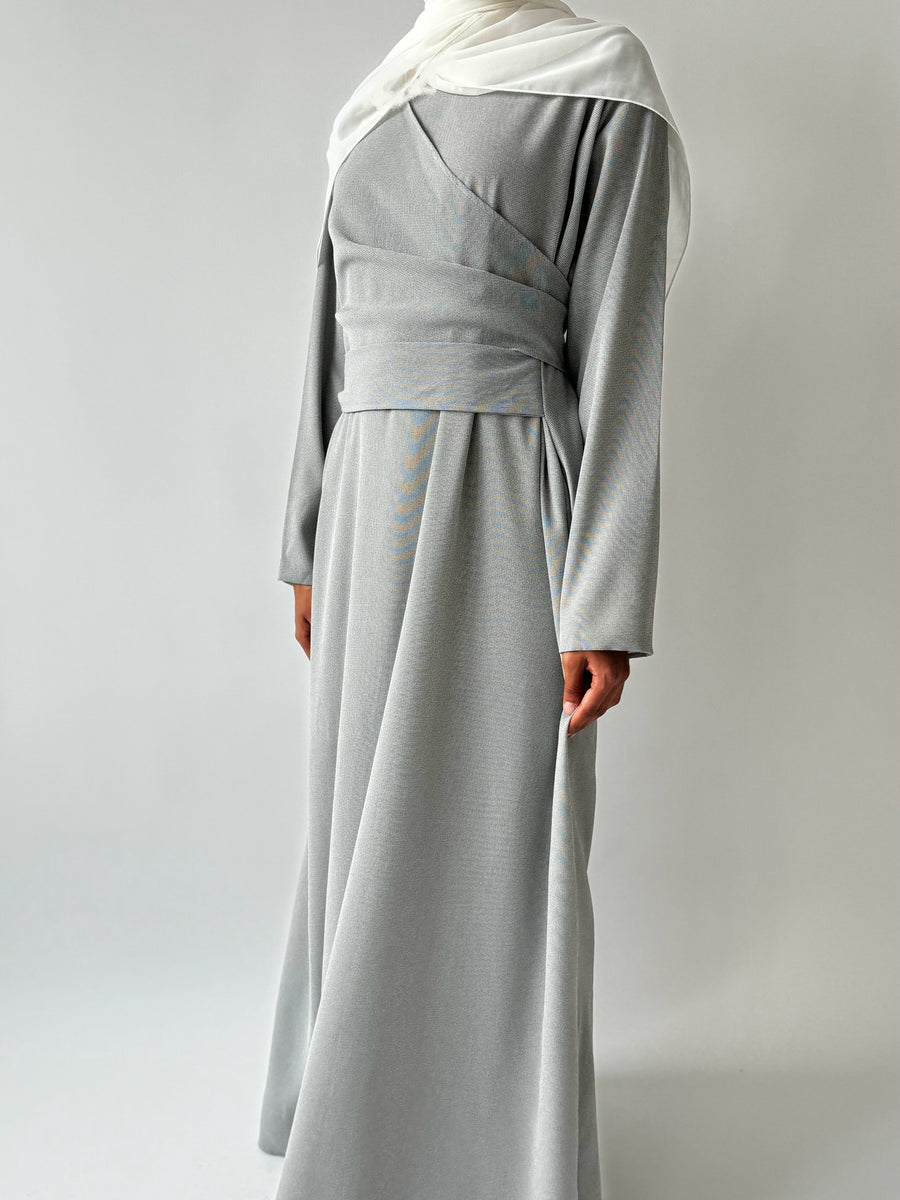 Grey Asymmetrical flowy knot dress JHA.modesty Grey Asymmetrical flowy knot dress JHA.modesty