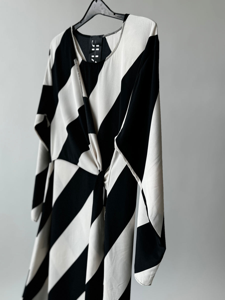 Striped Asymmetrical flowy knot dress