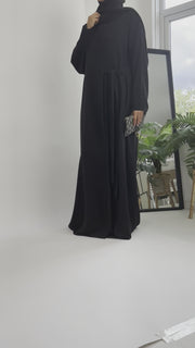 Black Linen Wrap Abaya