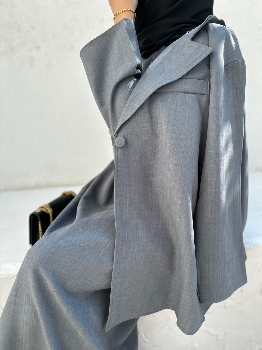 Single breasted oversized suit blazer: Slate Blue