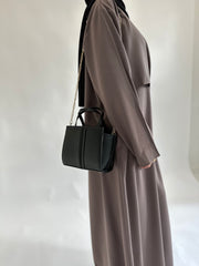 Mocha: Asymmetrical flowy knot dress