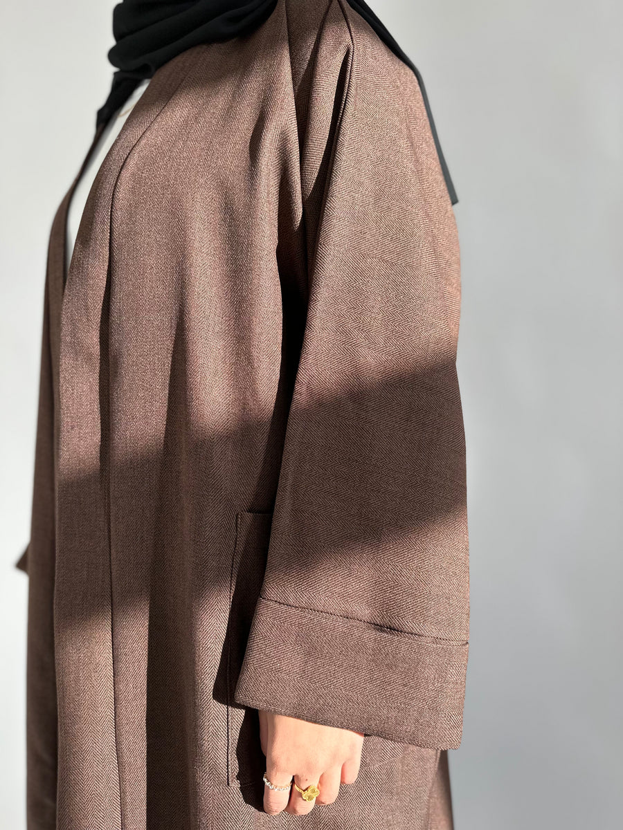 Dark copper coat abayah