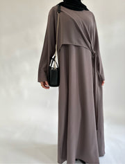 Mocha: Asymmetrical flowy knot dress