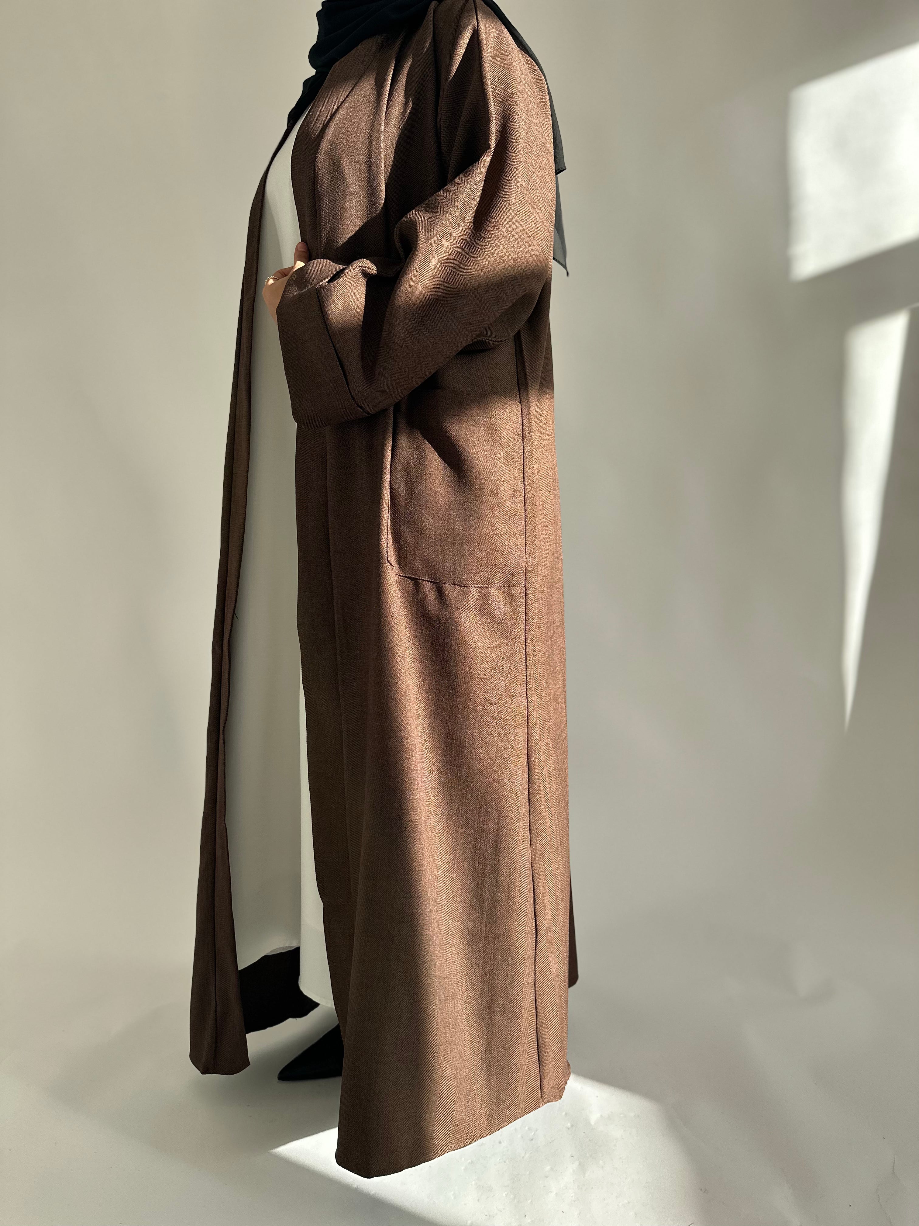 Dark copper coat abayah