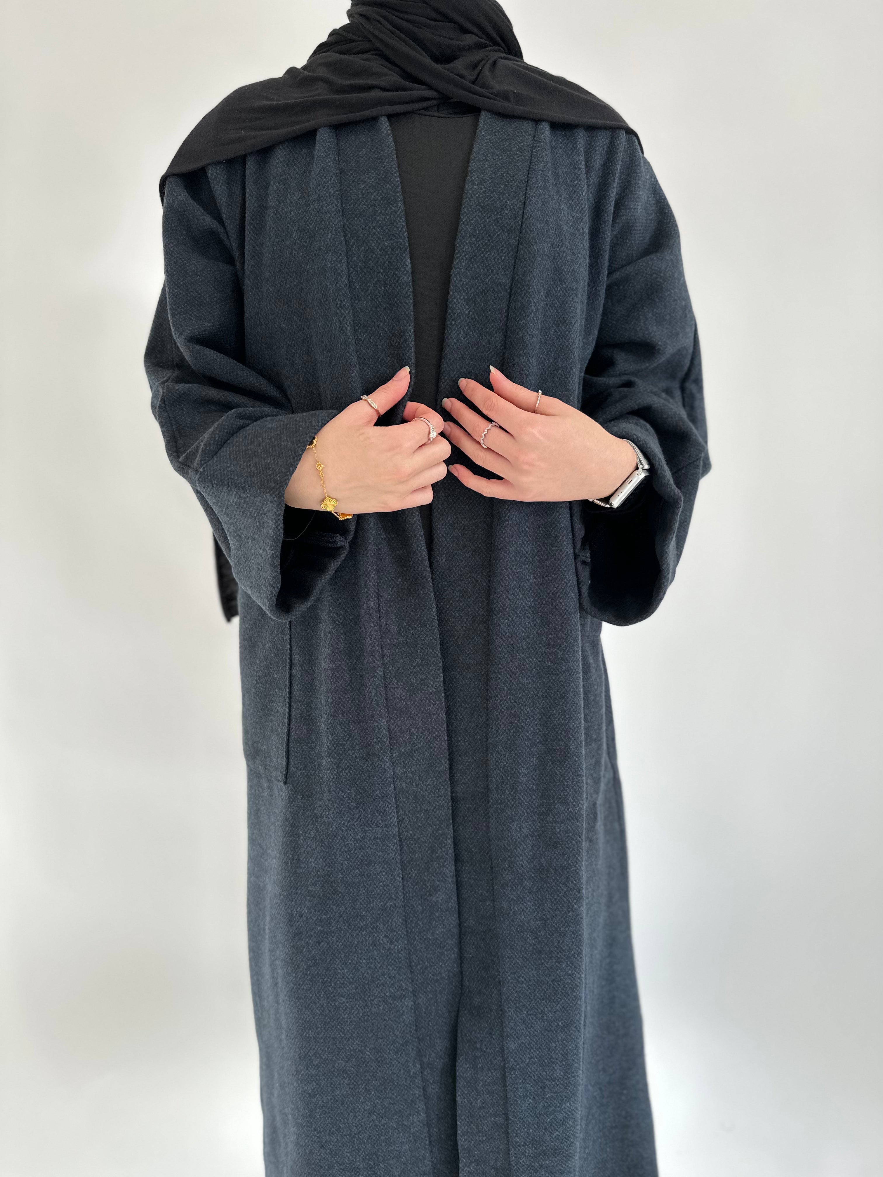 Navy Wool coat abayah